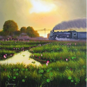 Abdul Jabbar, Flow of Nature, 30 x 30 Inch, Oil on Canvas, Landscape Painting, AC-ABJ-016